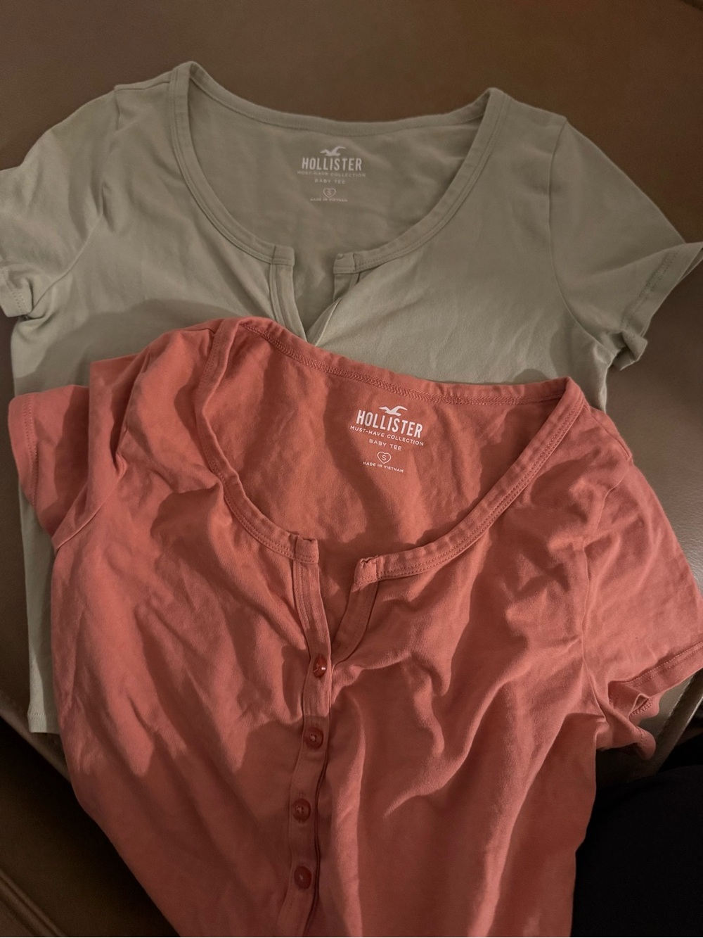 2 Hollister Short Sleeve Button-Front Baby Tees